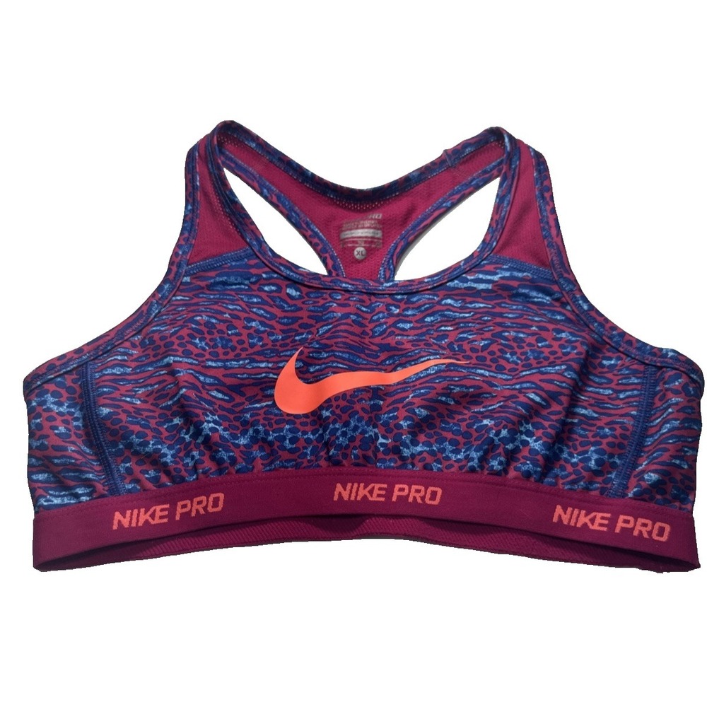 Nike Pro Animal Print Sports Bra : Youth XL / Women's Small Neon Pink Cute